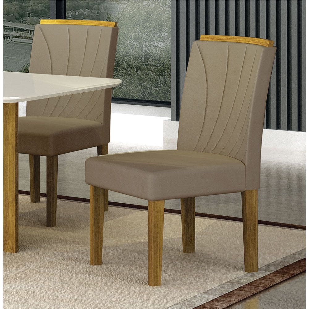 Conjunto 2 Cadeiras de Jantar Lorena MDF e Veludo Leifer