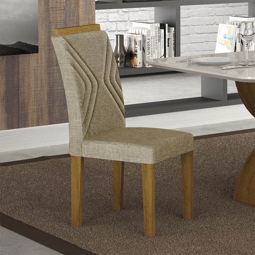 Conjunto 2 Cadeiras de Jantar Clara MDF e Linho Leifer