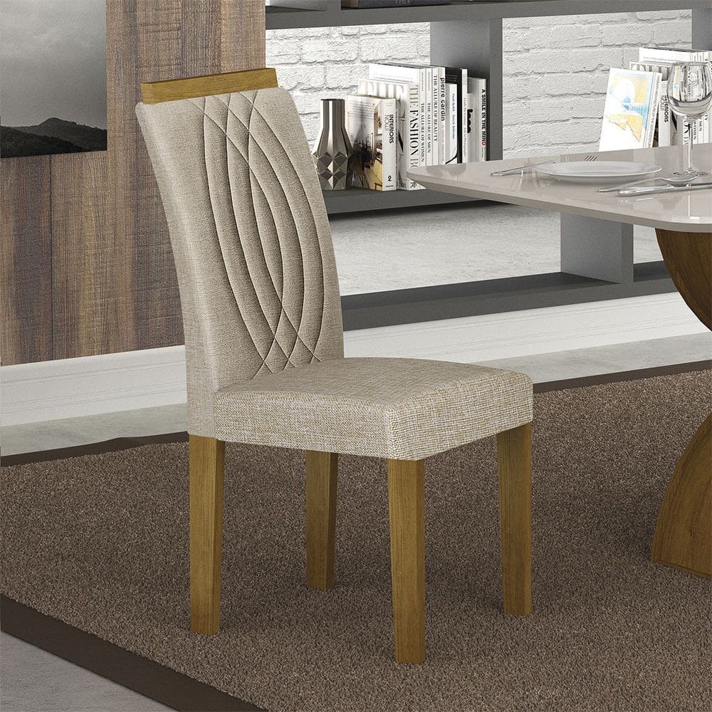 Conjunto 2 Cadeiras de Jantar Doha MDF e Linho Leifer
