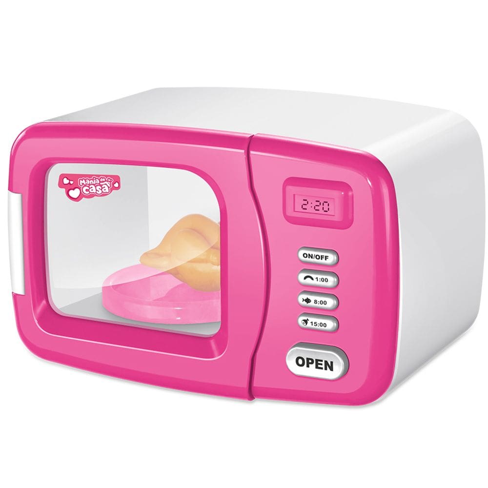 Brinquedo Micro-ondas Giratório Com Luz Microondas Rosa Premium
