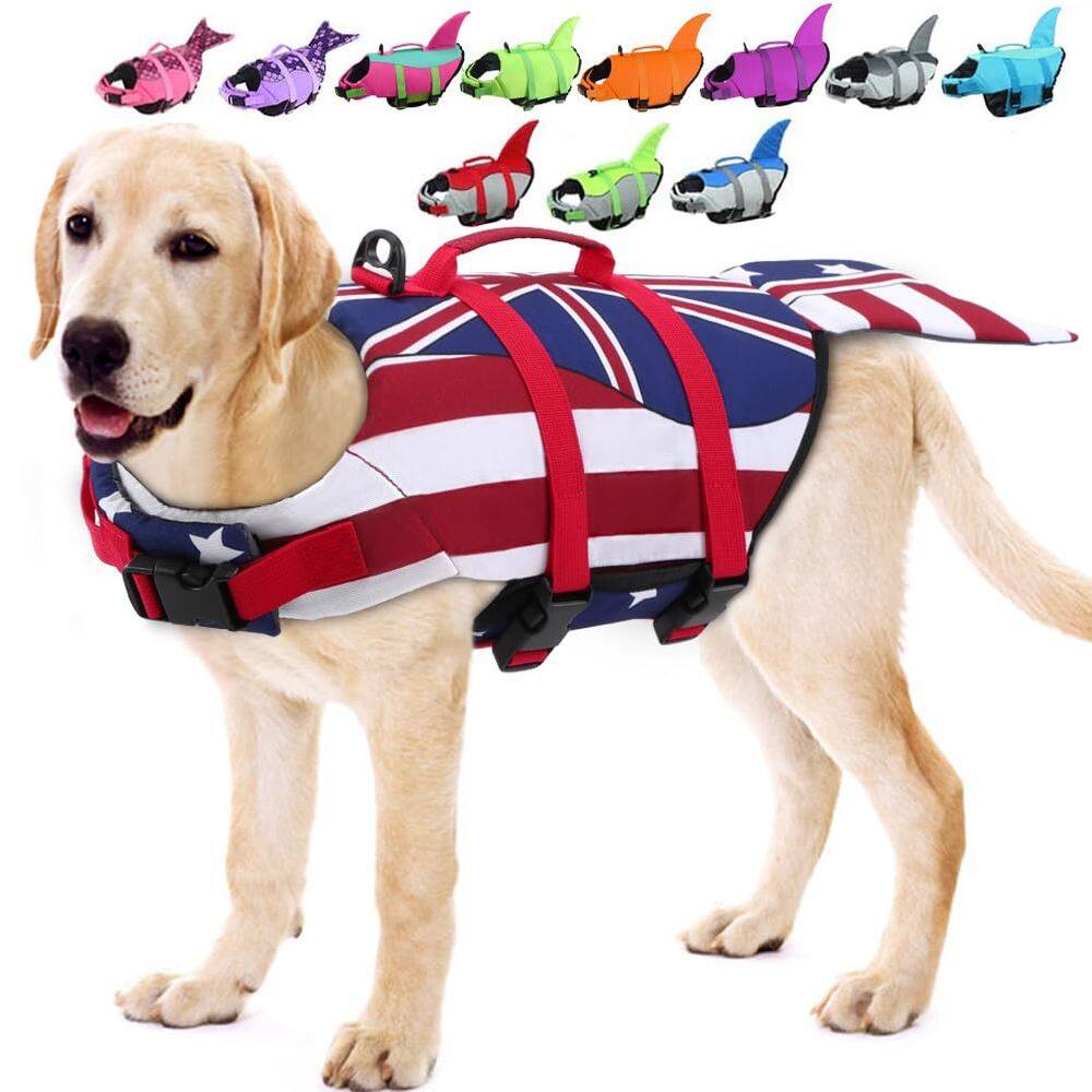 Colete salva-vidas para cães EMUST Large para natação XL Flag Mermaid