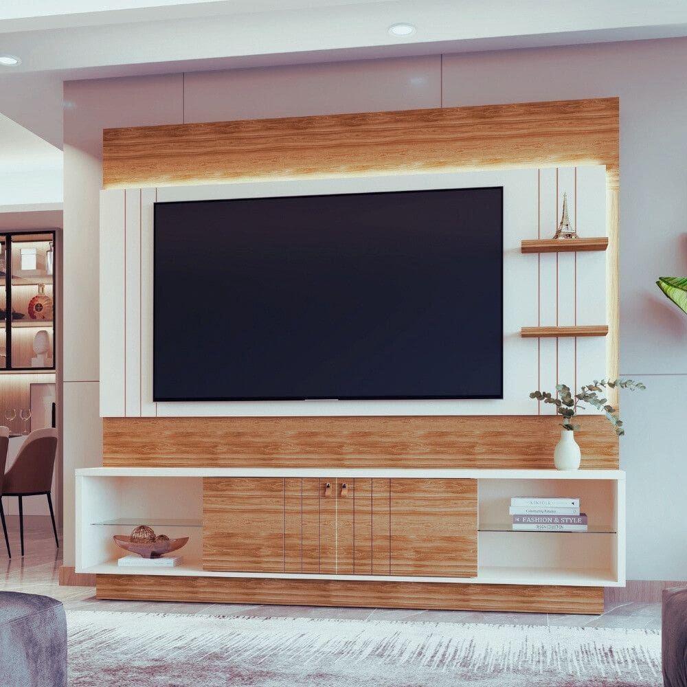 Painel Frisado para TV até 65 Polegadas com LED 2 Portas de Correr Guaiba Mobler