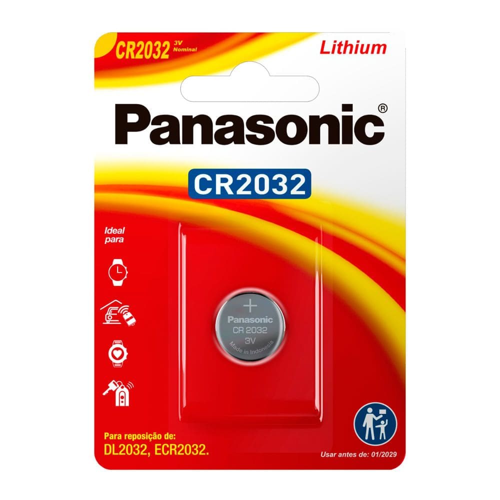 Bateria Panasonic de Lithium CR2032 3V 1 Unidade
