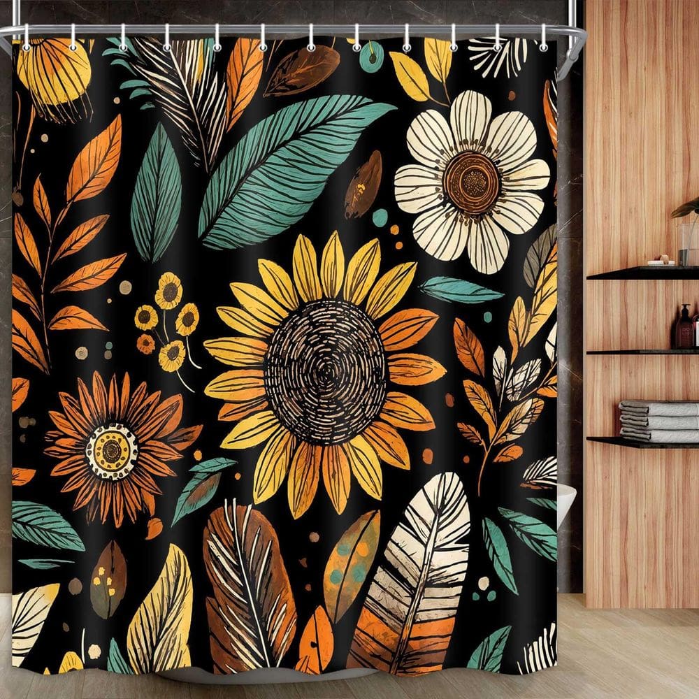 Cortina de chuveiro Drgilau Boho Floral Vintage para banheiro