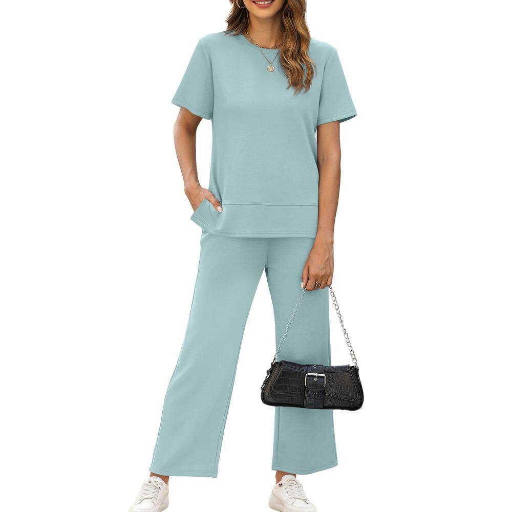 Conjunto de lounge XIEERDUO de duas peças para mulheres azul tamanho M