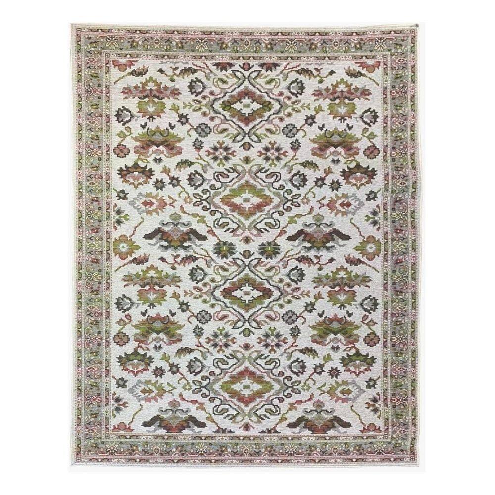 Tapete Sala Oriental 150X200 Cm Cinza Verde Sem Pelo