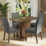 Conjunto Sala de Jantar Mesa Tampo de Vidro 4 Cadeiras Rustic/Silver Zion Madesa