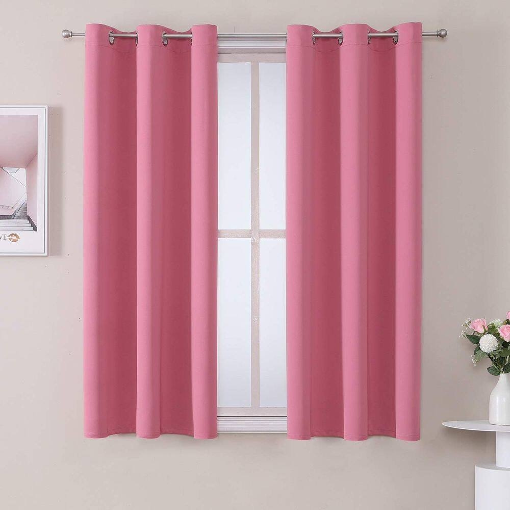 Cortinas de janela ChrisDowa Small, 102 cm de comprimento, quarto rosa x2