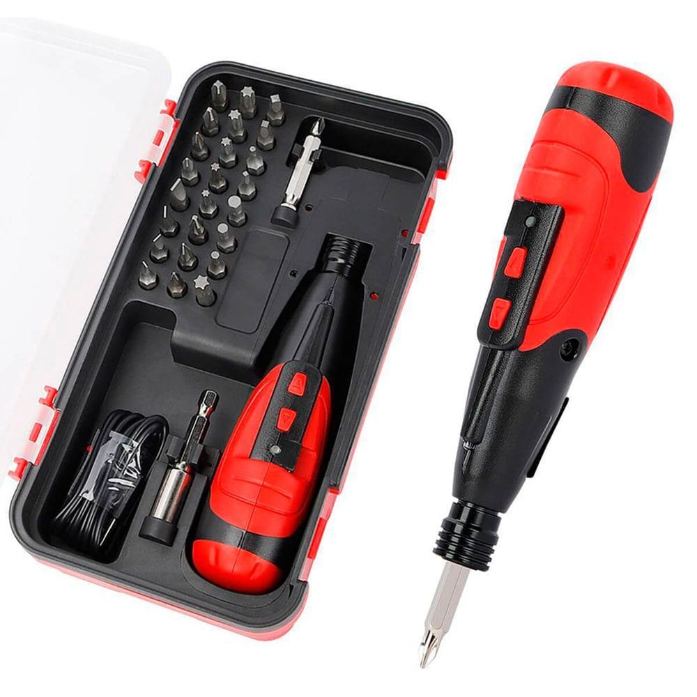 Mini Parafusadeira Elétrica 28 em 1 Recarregável USB, Leve e Sem Fio com Bits de Precisão, Haste Magnética e Ponta Extra
