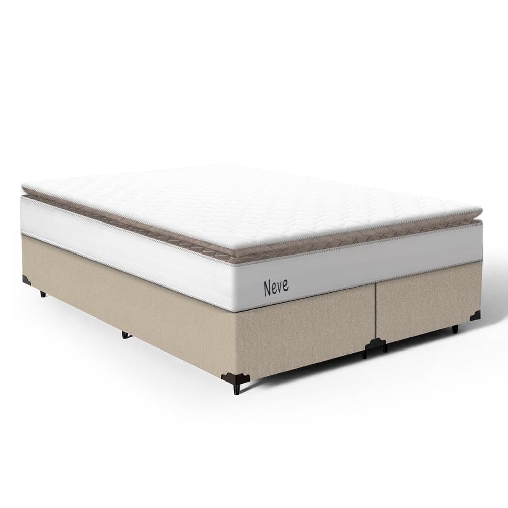 Cama Box com Colchão de Molas Ensacadas Pillow Top Neve Queen 158cm