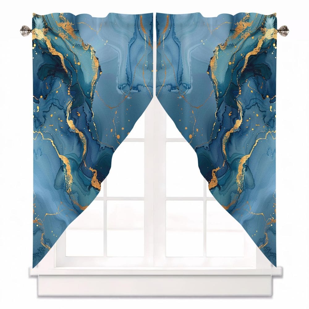 Cortina Valance AYTTBIS Blue Marble Swag 71 cm x 91 cm