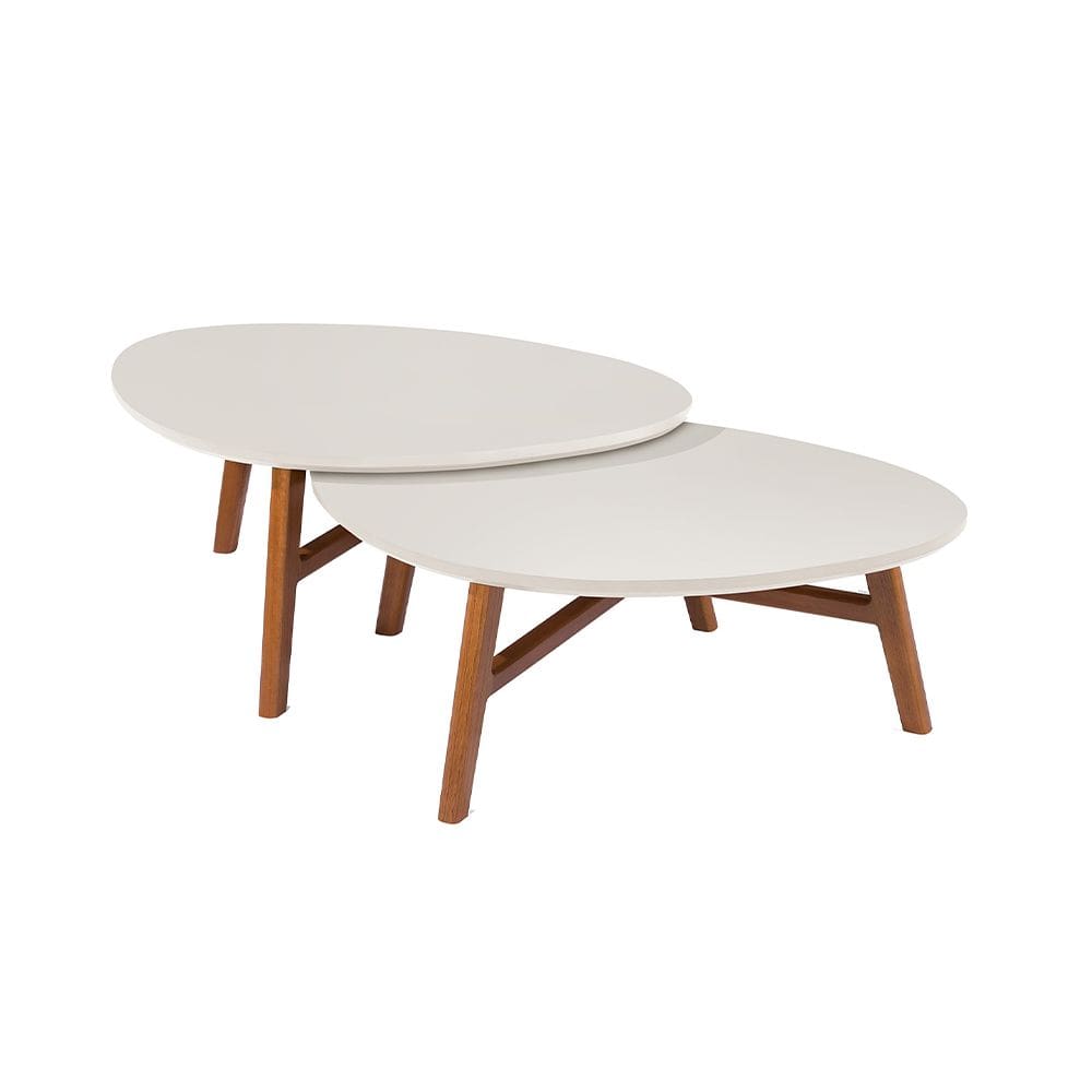 Conjunto de Mesa de Centro Cristal Off White