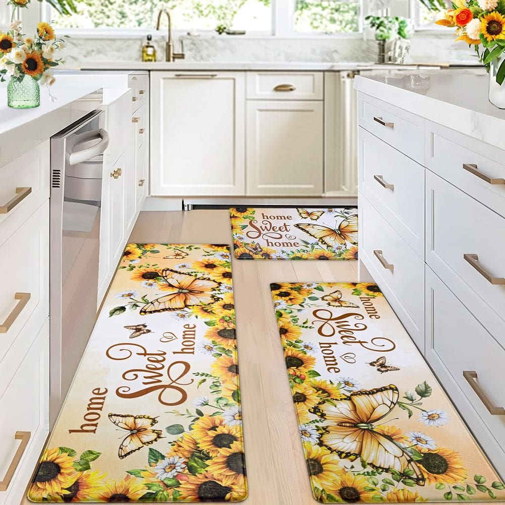 Tapetes de cozinha Likiyol Girassol Floral Anti Fadiga Antiderrapantes