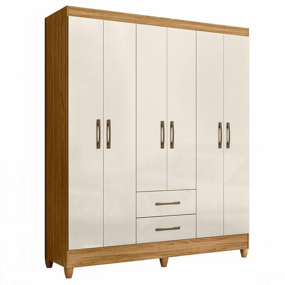 Guarda Roupa Casal Panamá 6 Portas Freijó Off White - Moval