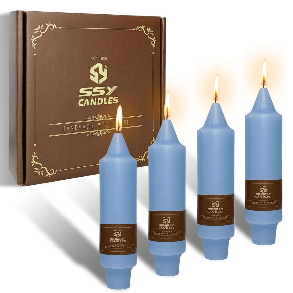 Vela Candlesticks Gedengni Short Taper 12 cm, cinza, azul, 6h, queimada