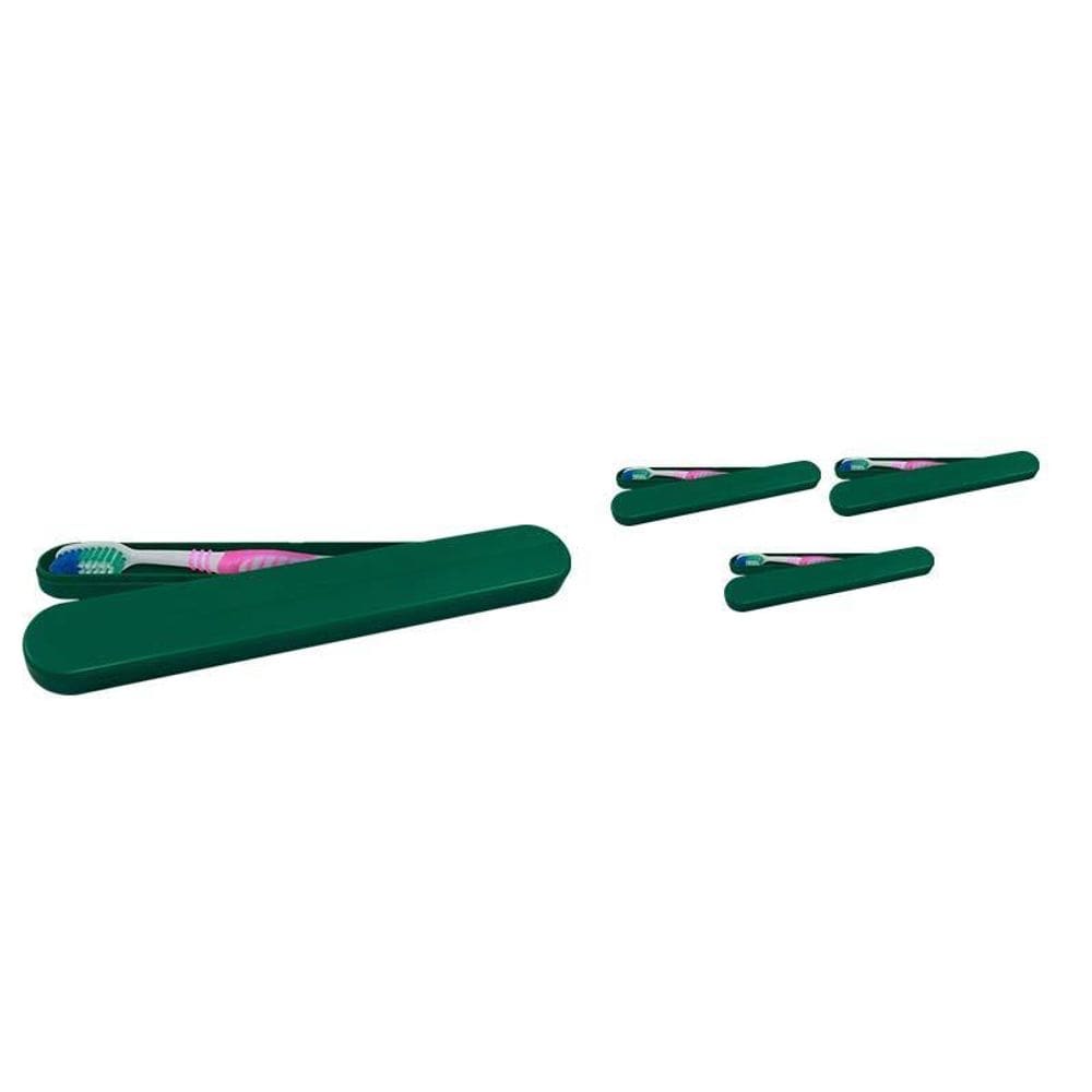 Kit 4 Porta Escova Dental Verde Plástico