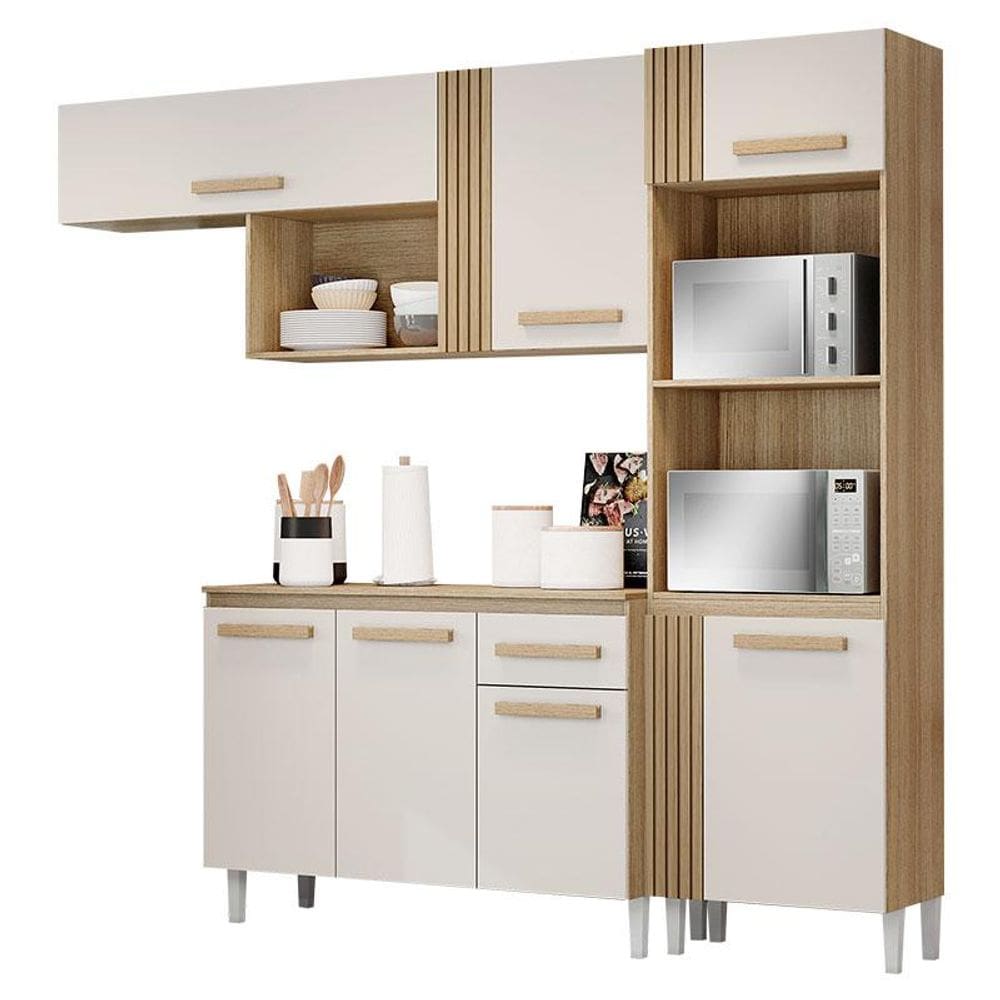 Cozinha Compacta Vitória com Balcão Atacama Off White - Aramóveis