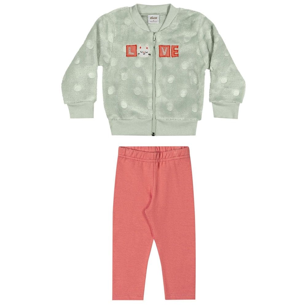 Conjunto Bebê Menina Elian Pelo Molecotton Felpado Inverno