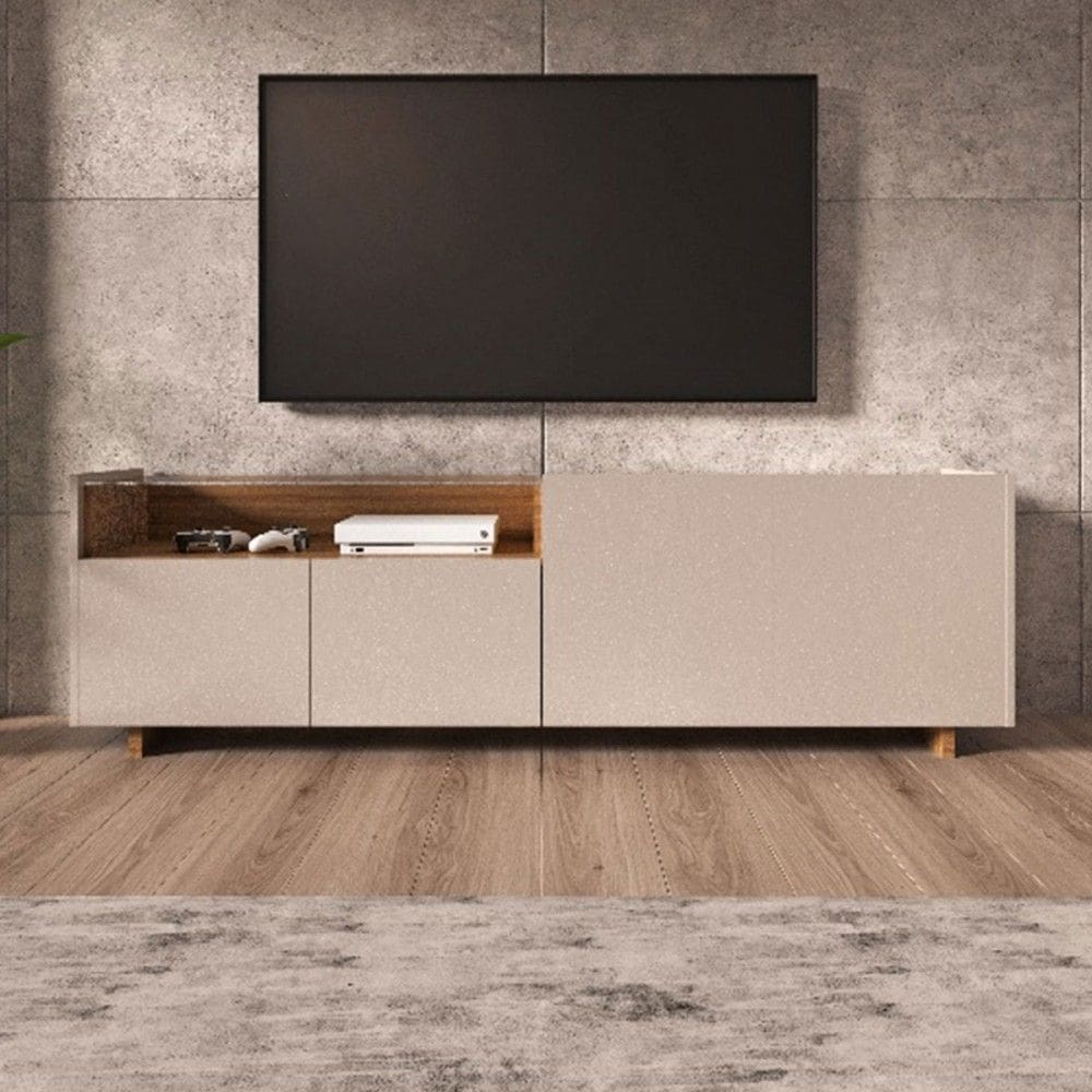 Rack para TV Até 55 Polegadas 2095 4 Portas com Vidro Fume Clássico/Montana - Quiditá Móveis