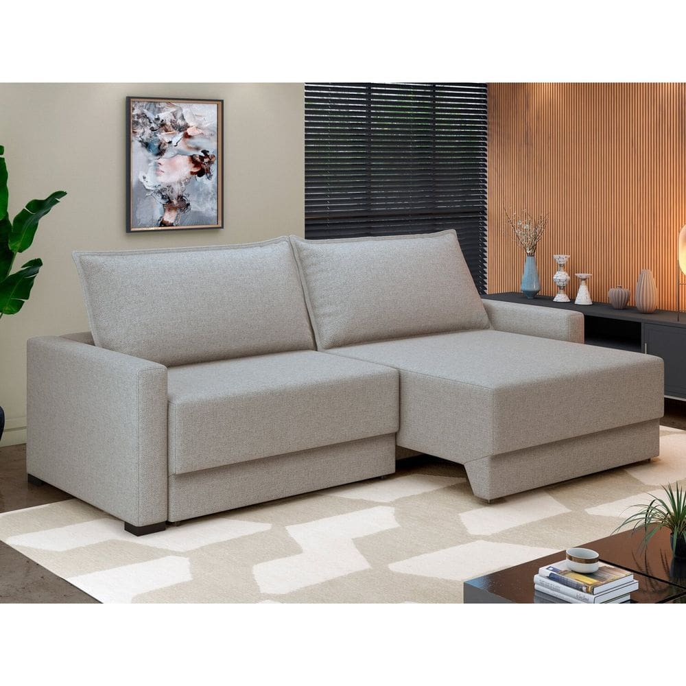 Sofá 3 Lugares Retrátil e Reclinável 270 Cm Palermo Bege