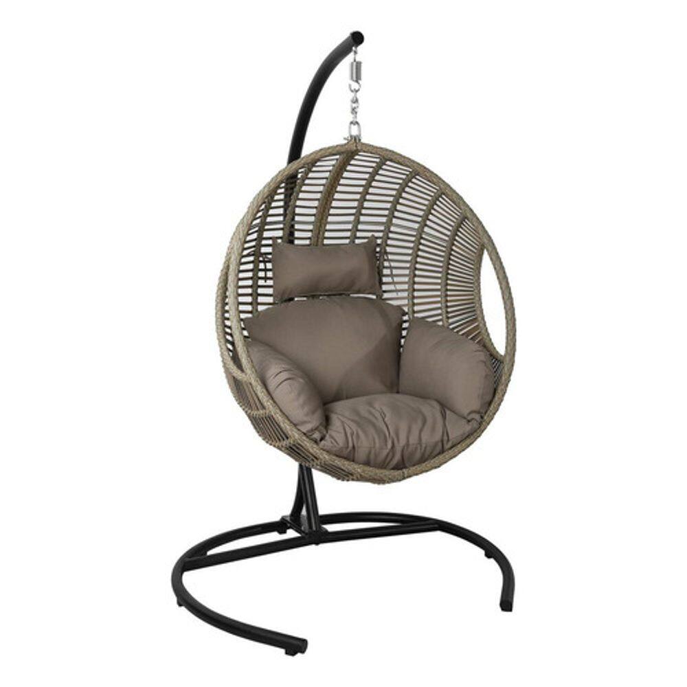 Cadeira De Balanco Rattan Bege 192x122 Cm Suporta 100 Kg
