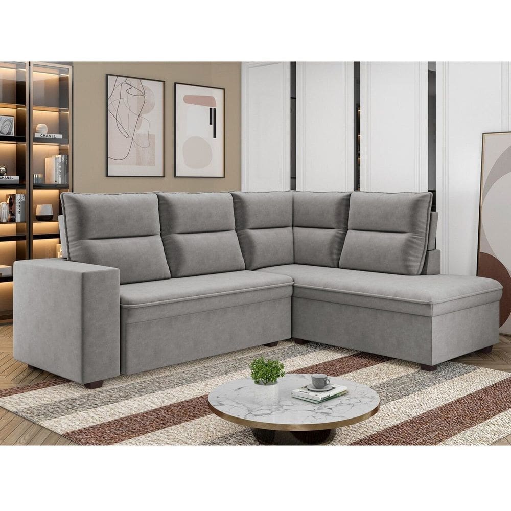 Sofá de Canto Tamanho 220cm X 176cm Arruba Cinza