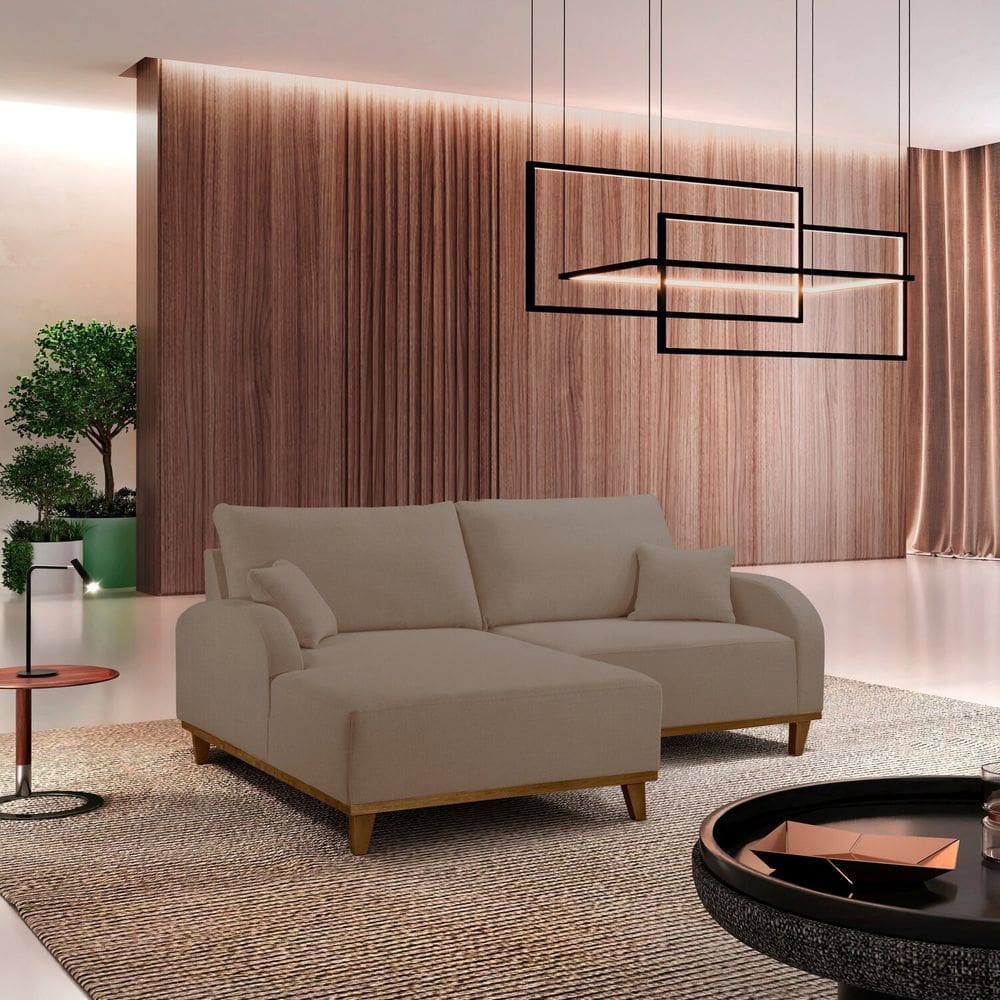 Sofá Mercúrio 2 Lugares com Chaise Lado Esquerdo 185cm em Veludo Marrom