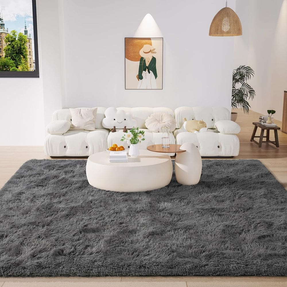 Tapete Area LOCHAS Ultra Soft de 4 x 6 pés para sala de estar, quarto, cinza