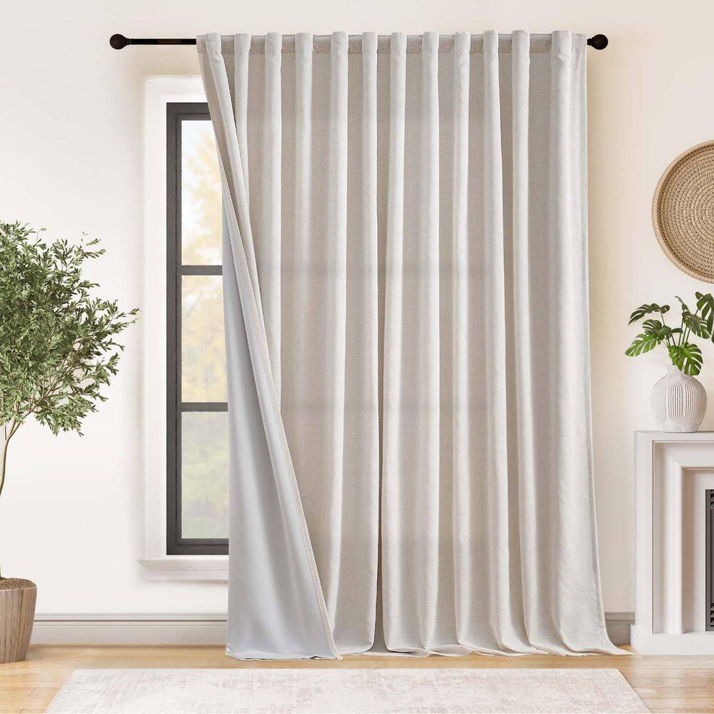 Cortinas jinchan Linen Blackout 254x244cm com forro cinza