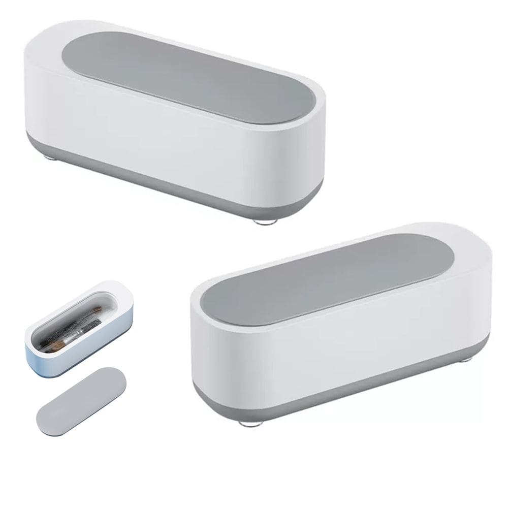 Limpador Ultrassonico Oculos Joias Kit 2 Unidades Aneis Pinceis de Maquiagem Acesssorios Portatil Multiuso Limpeza Profunda Alta Frequencia Estojo