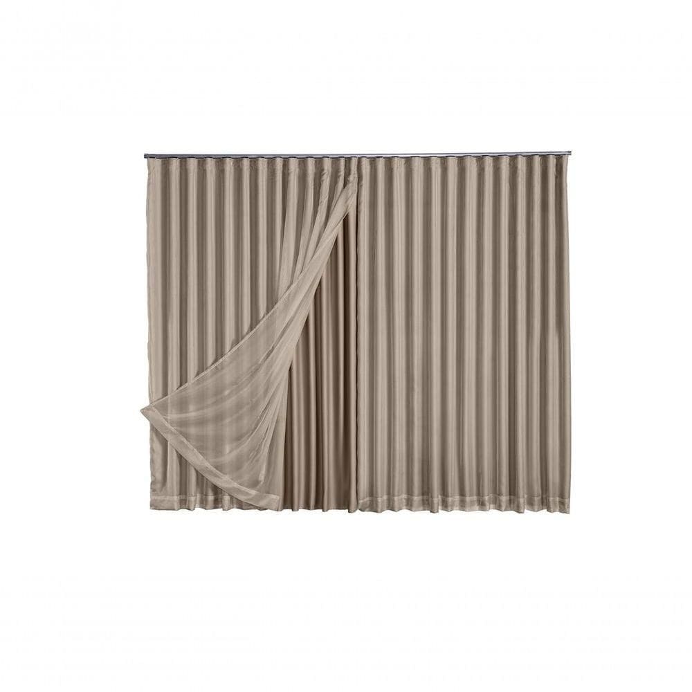 Cortina Blackout Com Voil 5,00x2,30 Para Trilho Suíço avelã