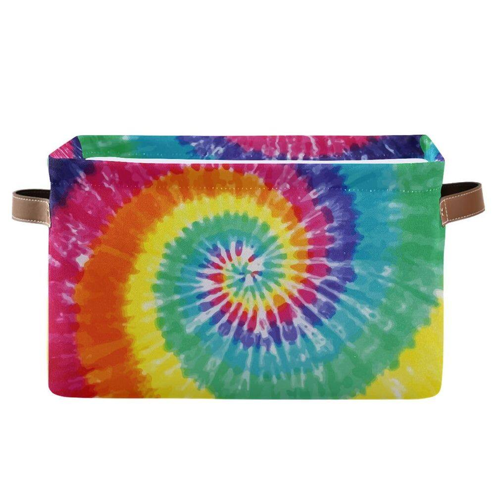 Organizador de cestas de armazenamento Bzocm Tie-Dye retangular 38x28x24cm