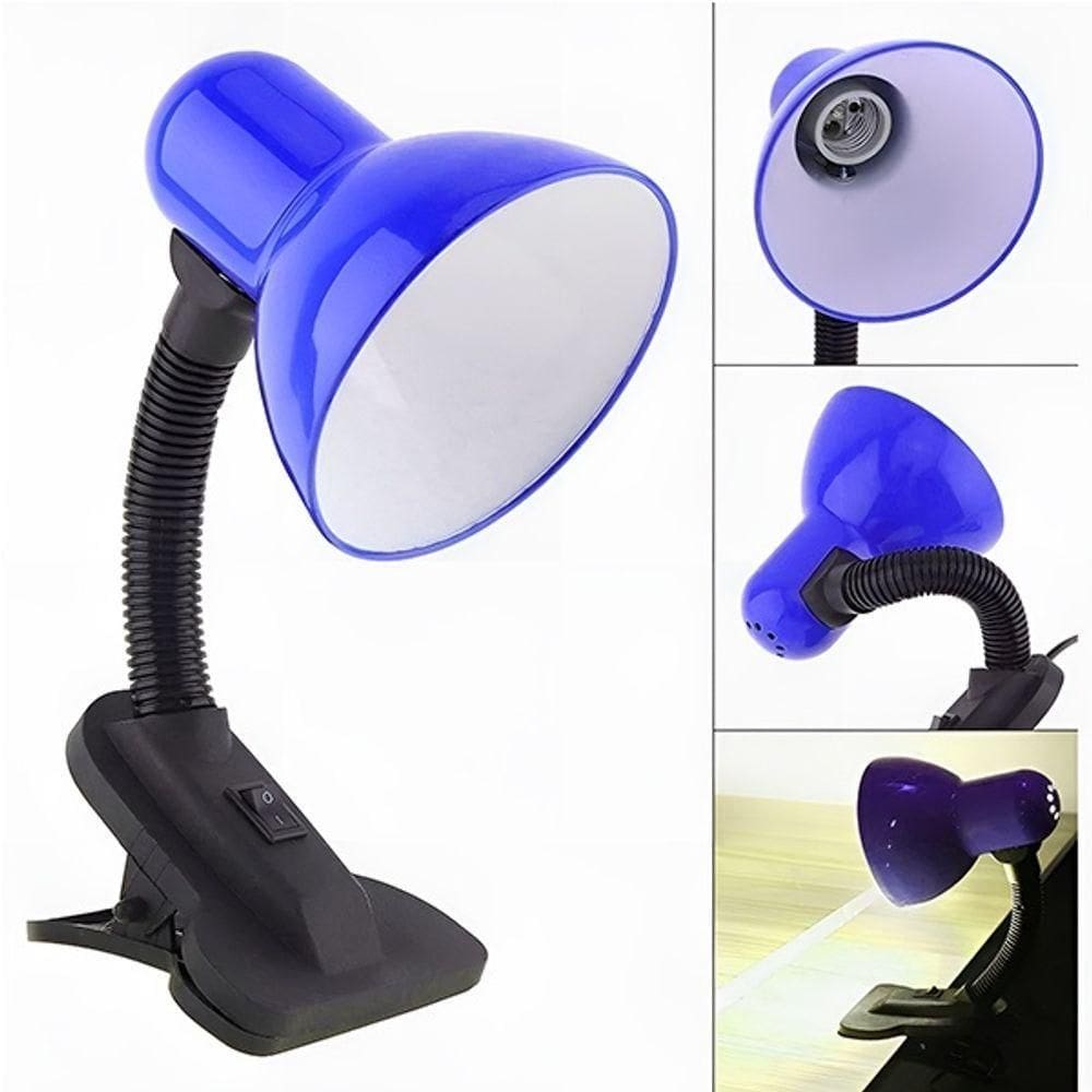 Luminária Articulada Com Garra Presilha E27 Bivolt Cor Azul Escuro Para Escrivaninha E Mesa