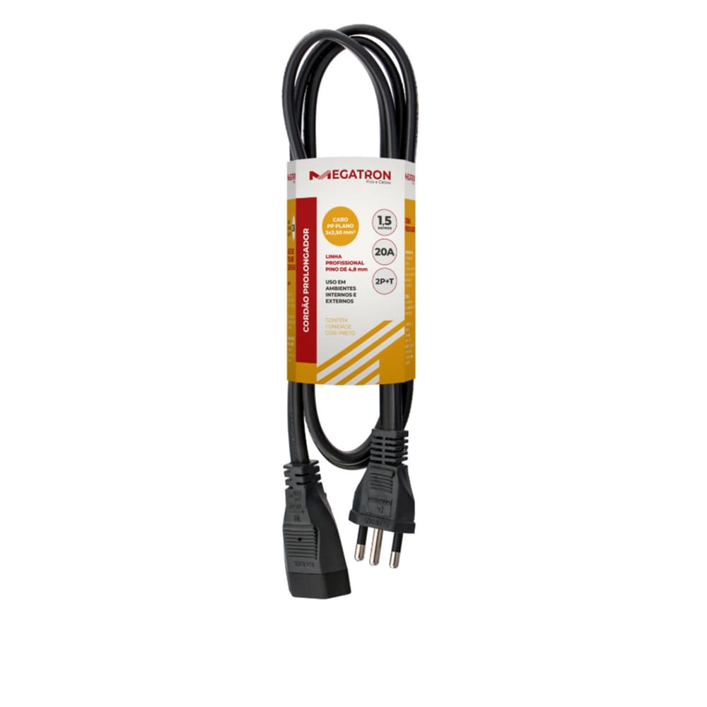 Extensao Cabo Prolongador PP 3X2,50MM 1,5 Metros Preta 419