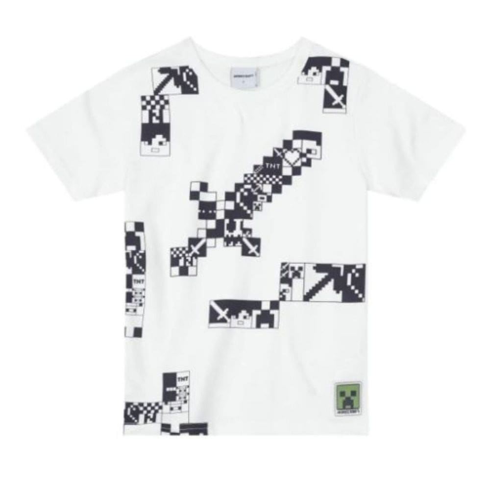 Camiseta Minecraft Infantil Menino Branco - Brandili