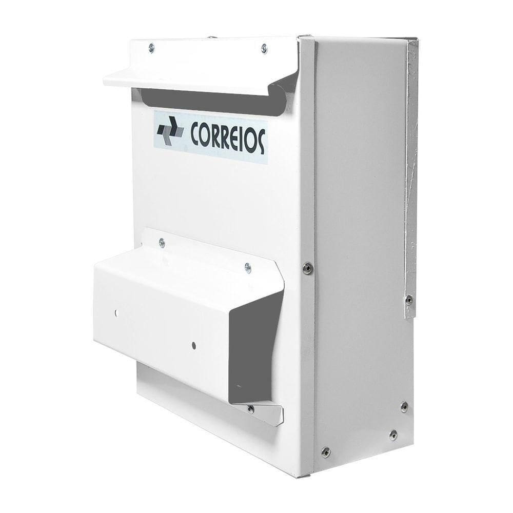 Caixa Correio Branca Embutir Cartas Suporte Cerca 20 X 27 X 12cm - Fp