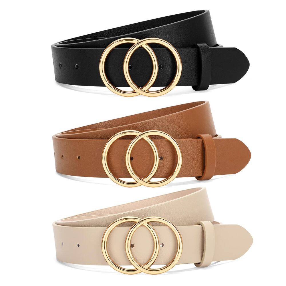 Cintos de cintura para mulheres SANSTHS, pacote com 3 pretos/marrom/bege