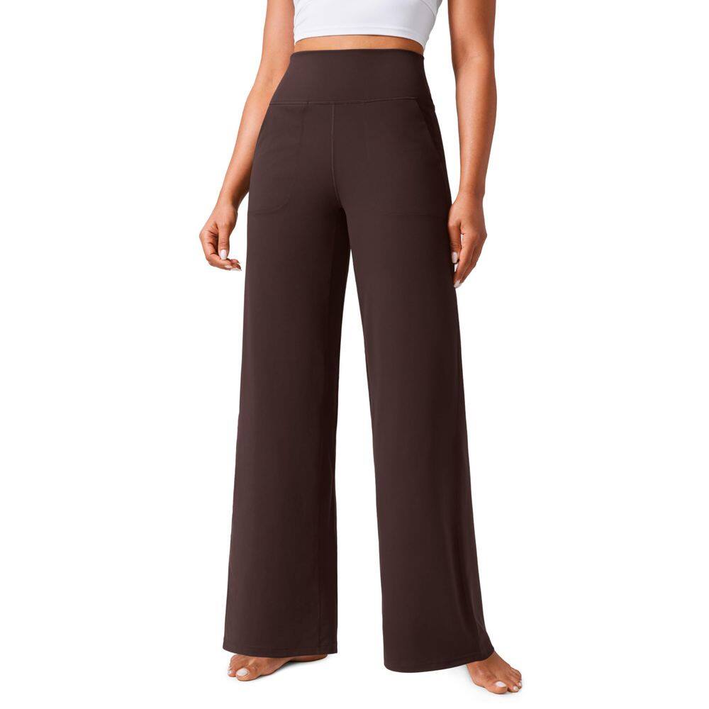 Calças de ioga CRZ YOGA Butterlift de cintura alta, perna larga, marrom, XS