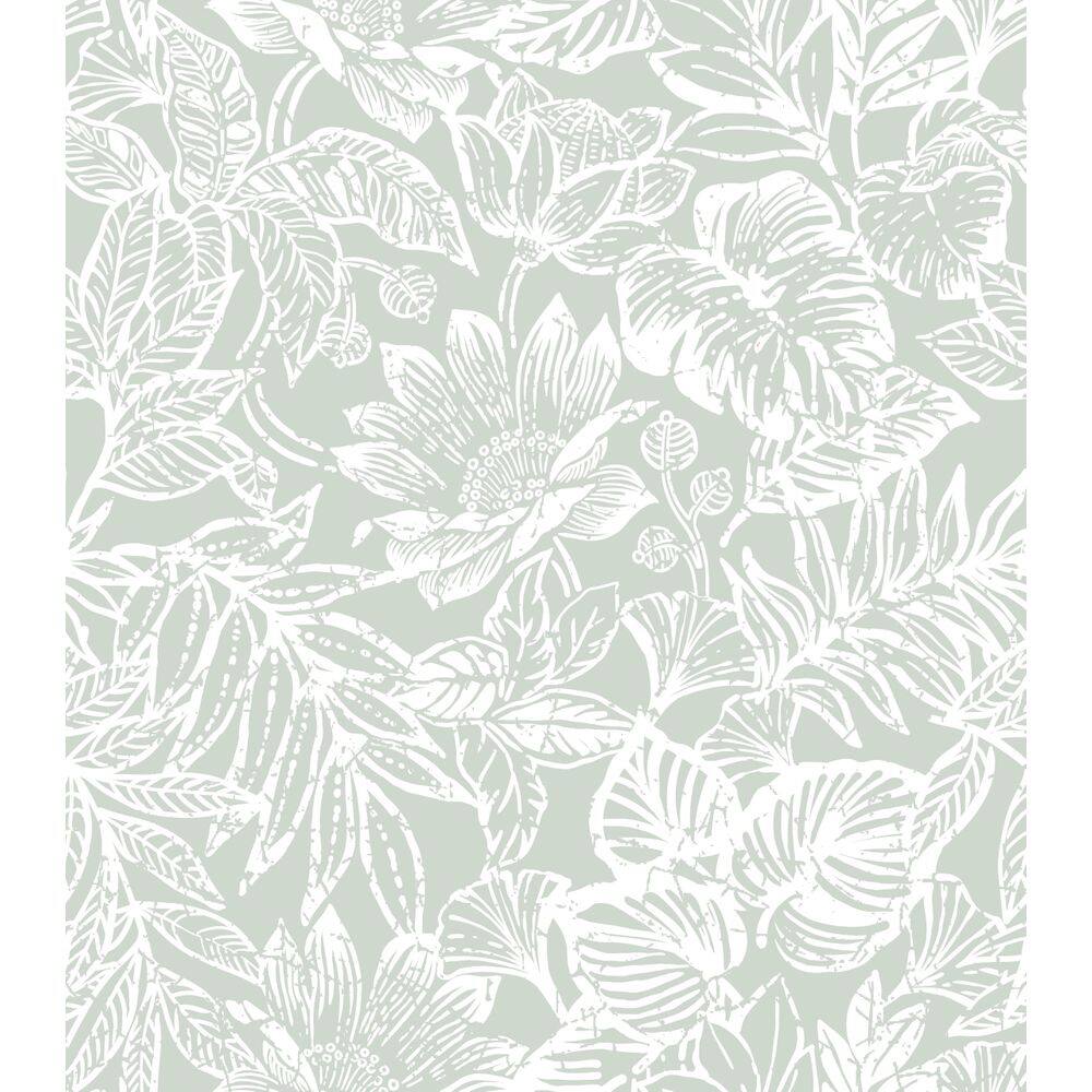 Papel de parede CiciWind Verde e Branco Floral 17,3x1000cm