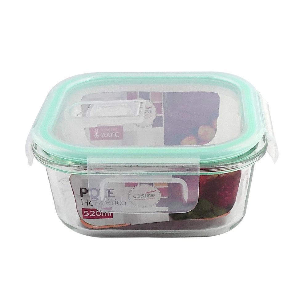 Pote 520ml Vidro Hermético 4 Travas Marmita