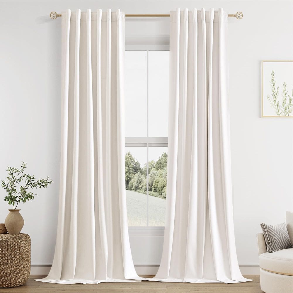 Cortinas Guken Ivory Linen Blackout 107x229cm para sala de estar
