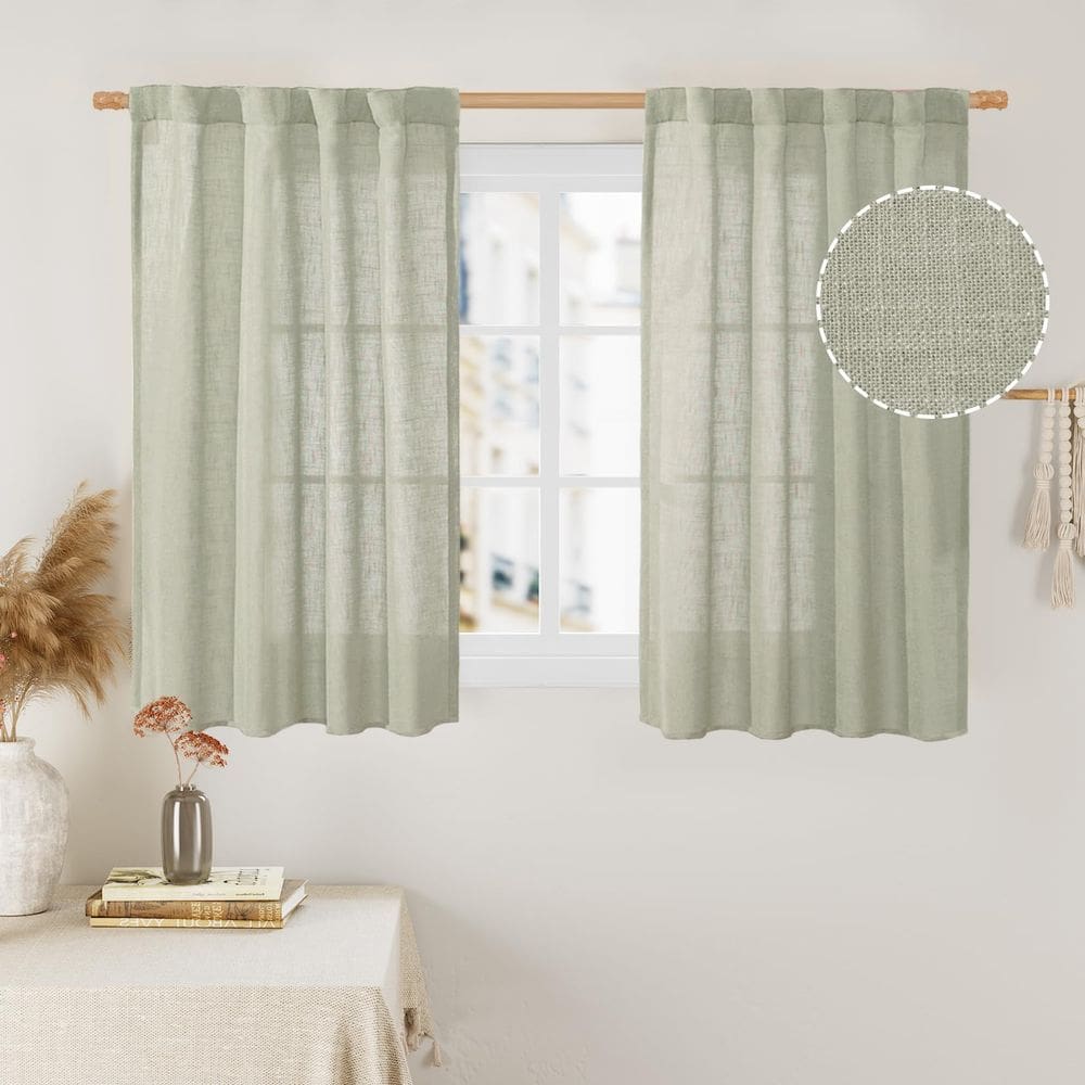 Cortinas LAMIT Linen Semi Sheer 86x102cm, cinza sálvia, 2 painéis