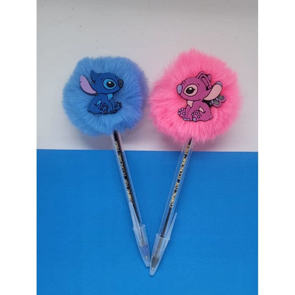 02 Canetas Stitch e Angel Pompom namorada Stich material escolar papelaria fofa presente natal volta as aulas