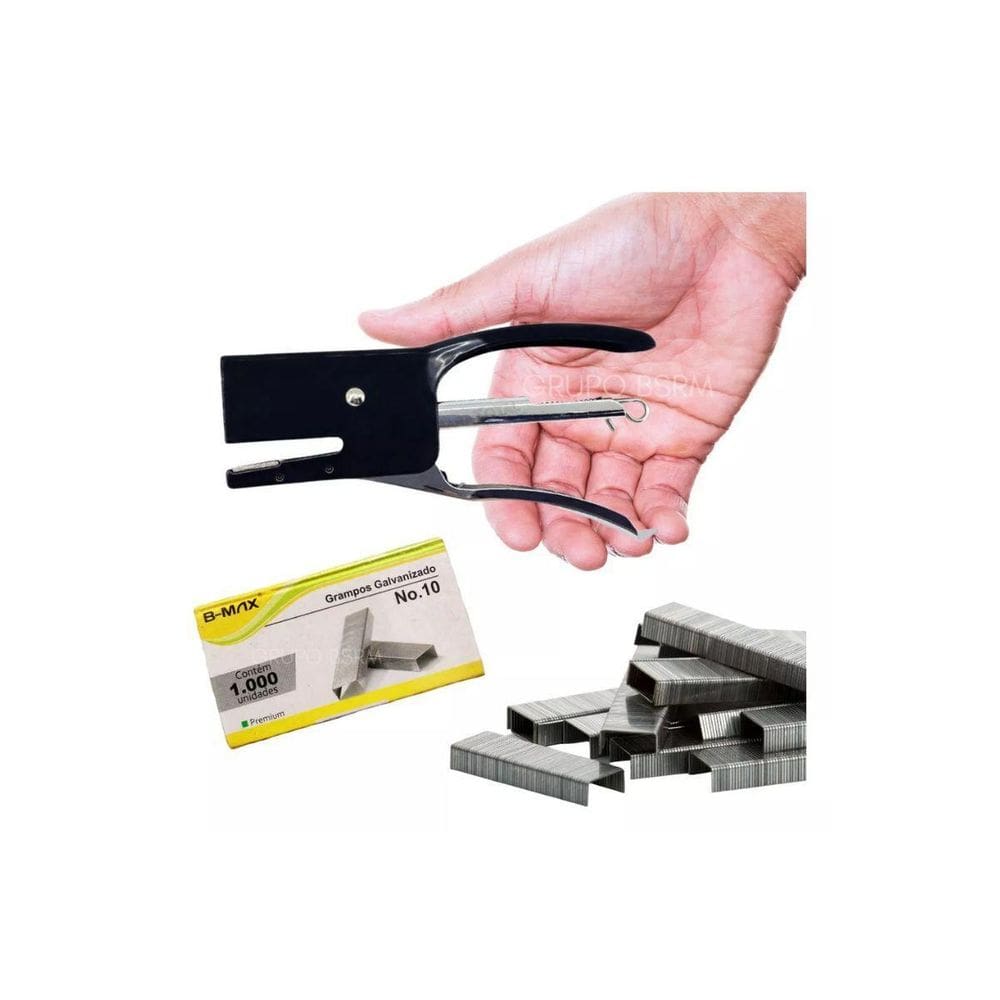 Mini Grampeador Alicate Compacto + 1000 Grampos - B-Max