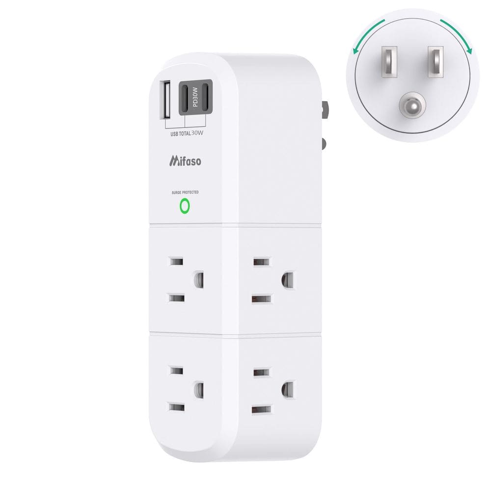 Protetor de sobretensão com extensor de saída Mifaso PD30W com 6 AC e 3 USB