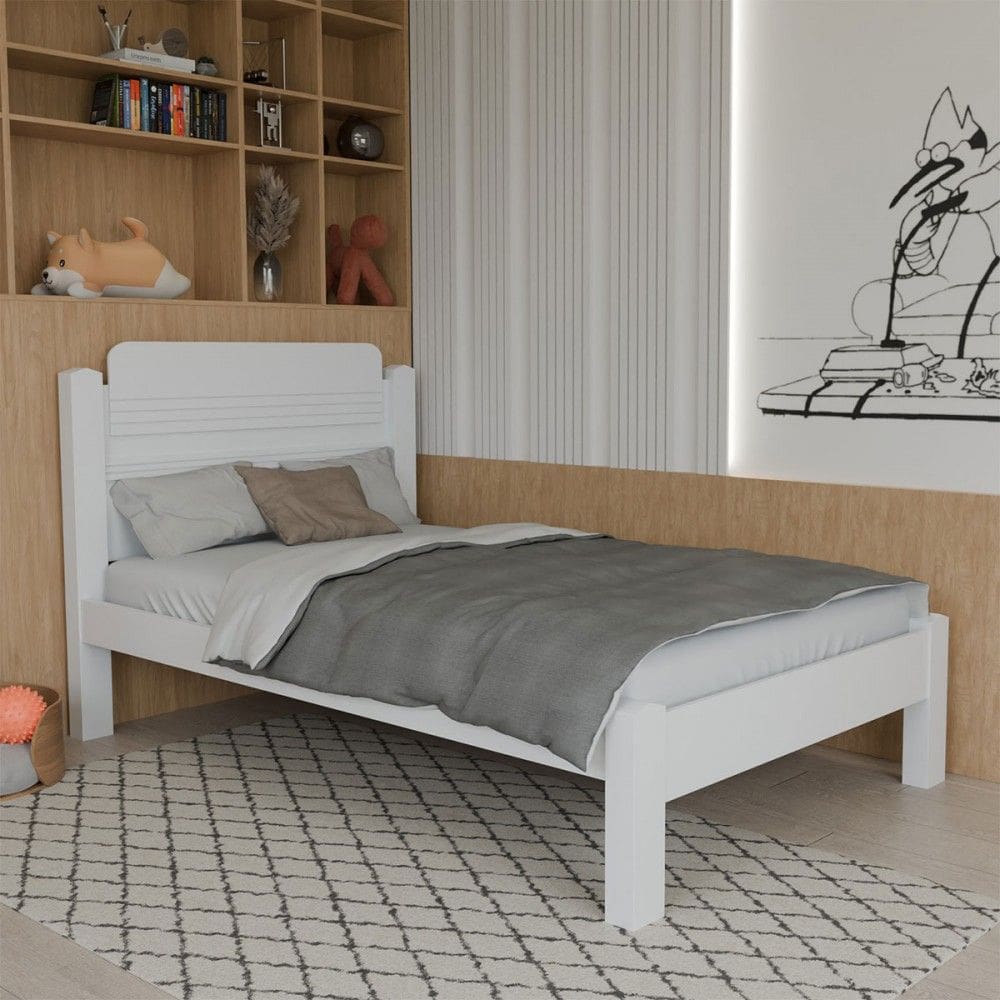 Cama de Solteiro Kids 100% Mdf Branco - Panorama Móveis