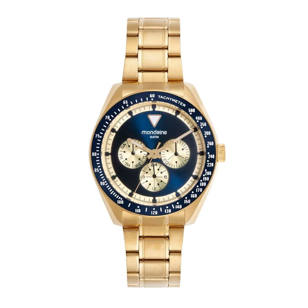Relogio Mondaine Masculino Ref: 32854gpmvda1 Multifunção Aço Dourado