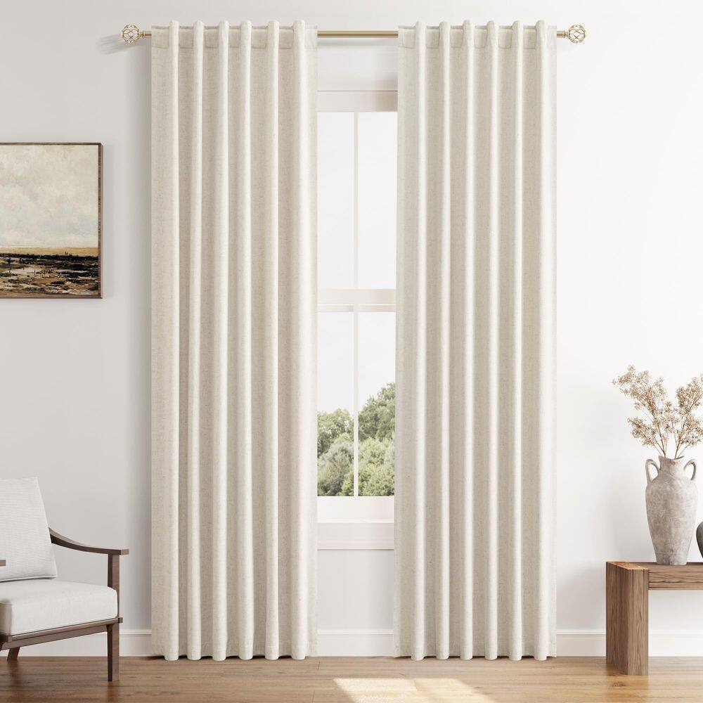 Cortinas Guken Beige Cream Linen Blackout 107x213cm Sala de estar