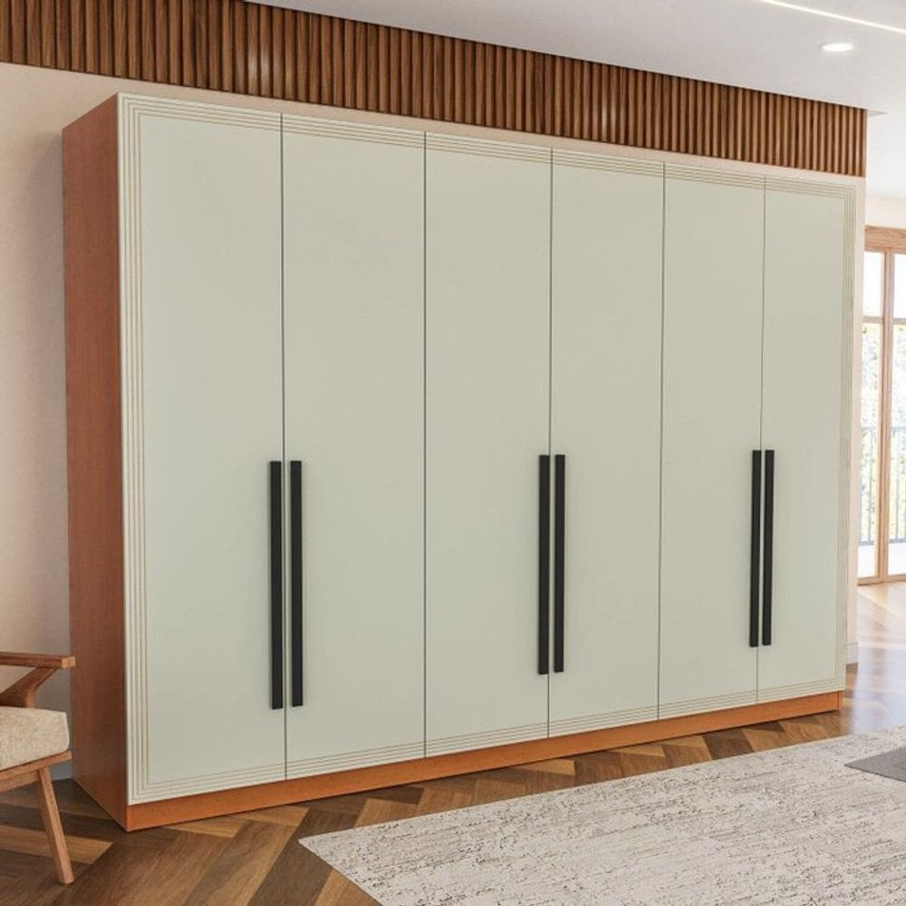 Guarda Roupa 6 Portas 4 Gavetas Móveis Valência Freijó/Verde