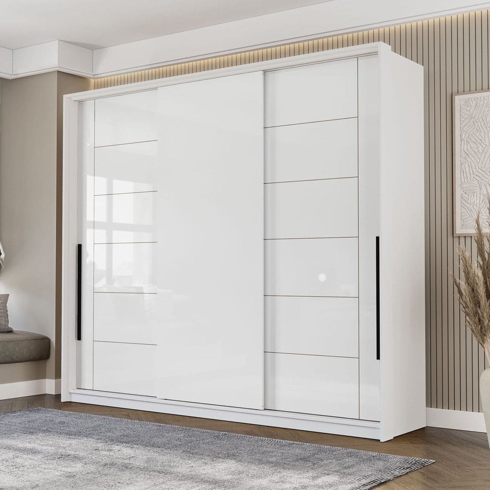 Guarda Roupa 3 Portas de Correr 4 Gavetas Lisboa Branco